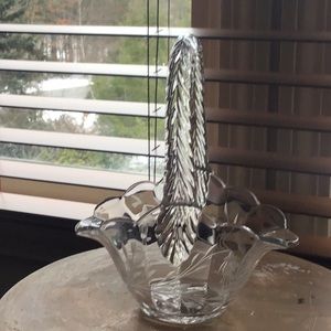 Small etched glass candy dish